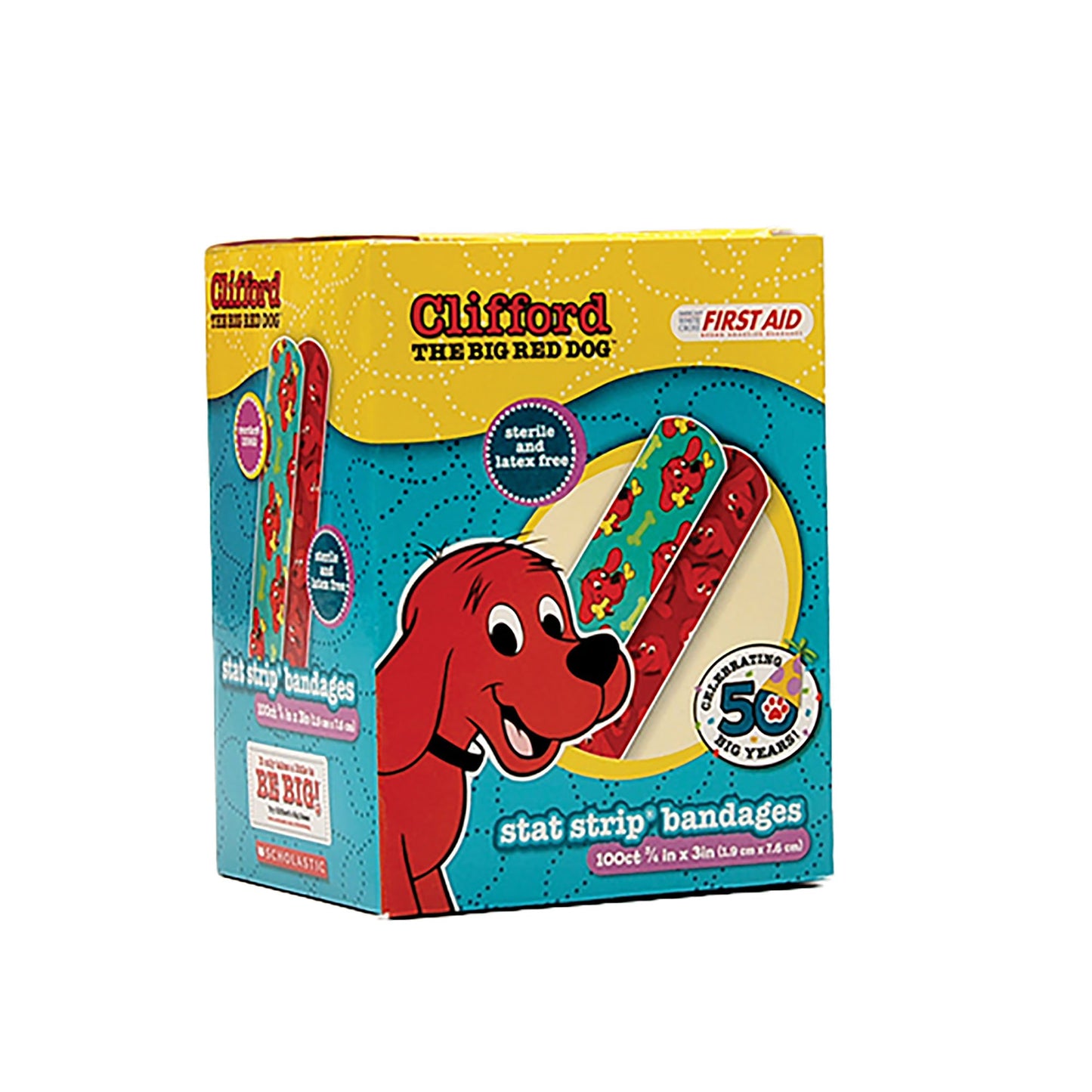 American® White Cross Stat Strip® Adhesive Strip 3/4 X 3 Inch Plastic Rectangle Kid Design (Clifford the Big Red Dog) Sterile (977008_BX)