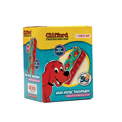 American® White Cross Stat Strip® Adhesive Strip 3/4 X 3 Inch Plastic Rectangle Kid Design (Clifford the Big Red Dog) Sterile (977008_BX)