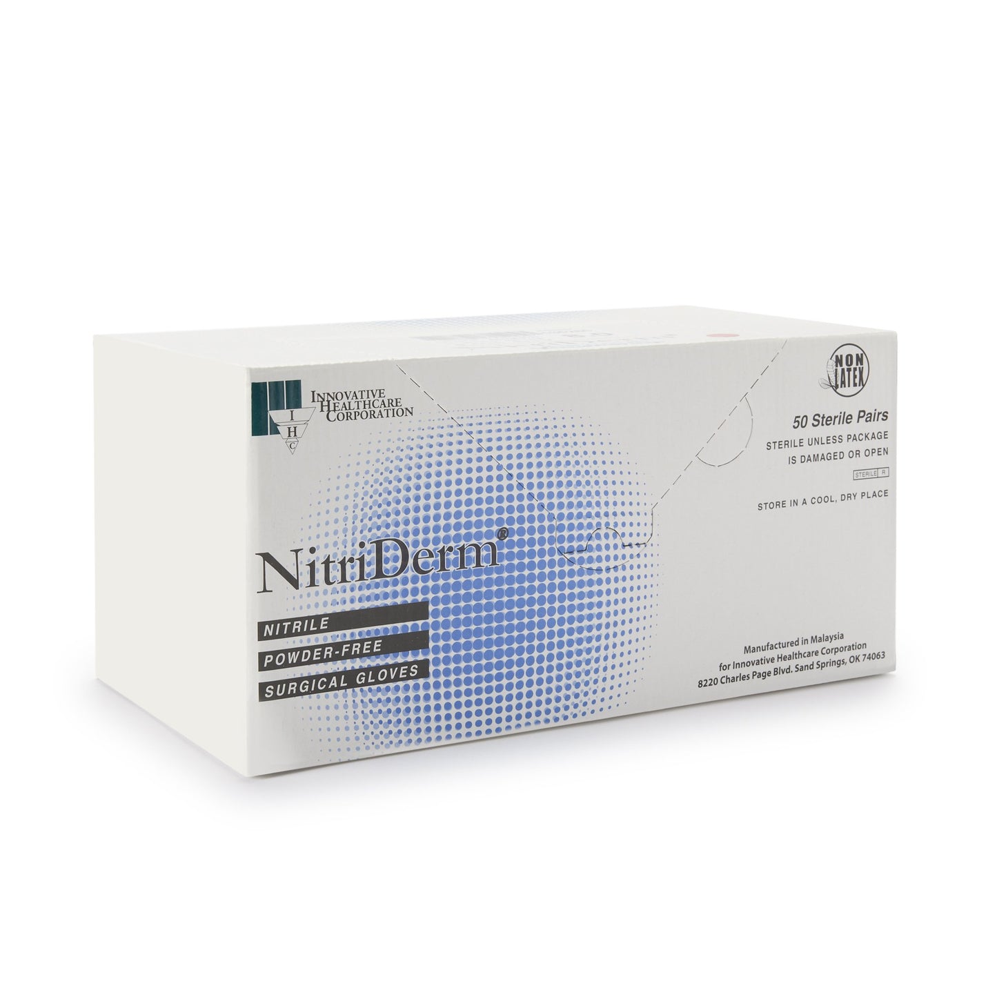 NitriDerm® Surgical Glove Size 8 Sterile Nitrile Standard Cuff Length Fully Textured White Chemo Tested (1162691_CS)