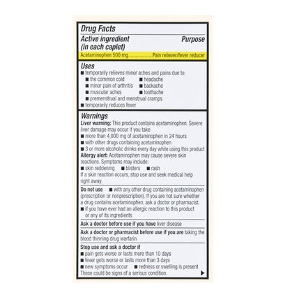Foster & Thrive™ Pain Relief 500 mg Strength Acetaminophen Caplet 100 per Bottle (1238950_BT)