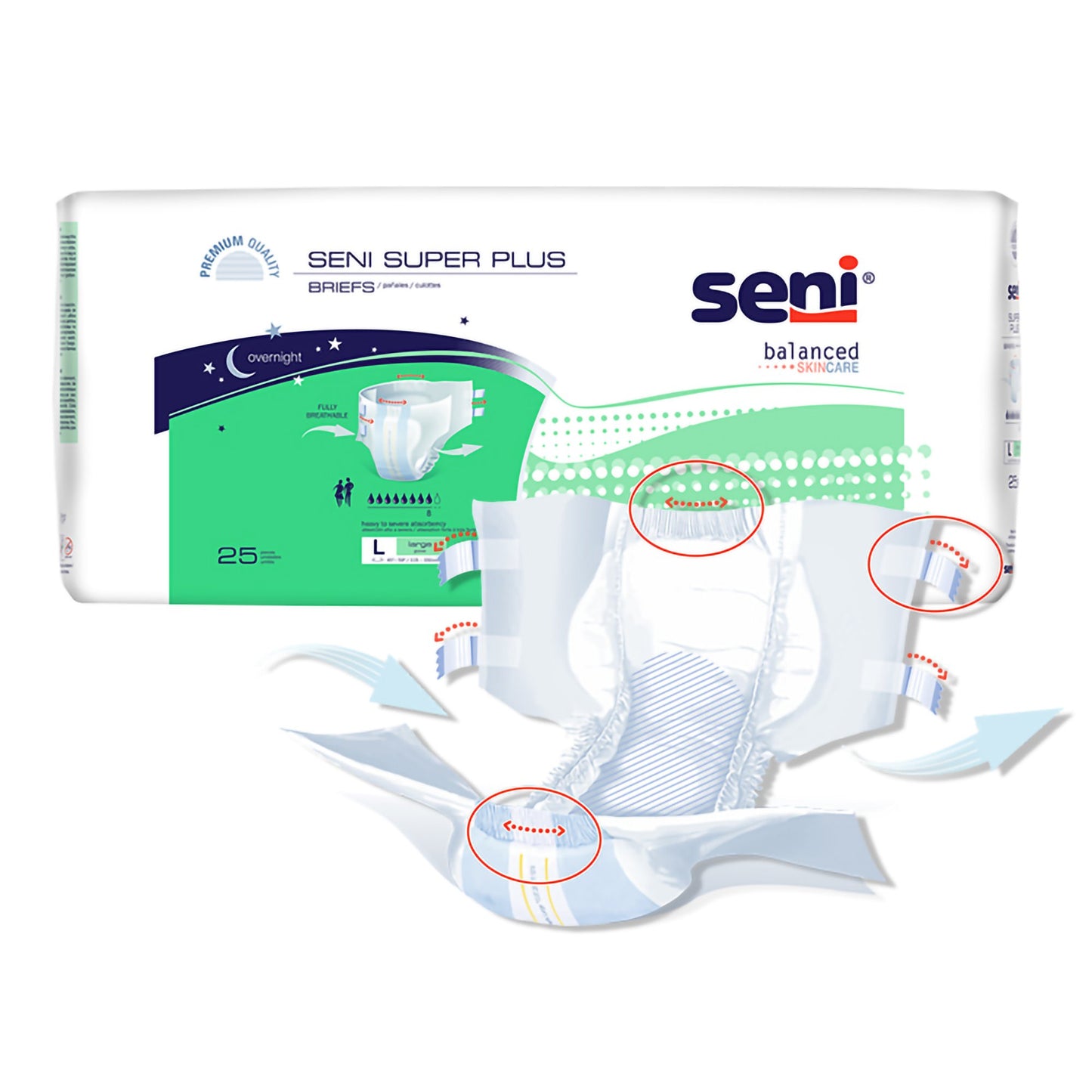 Seni® Super Plus Unisex Adult Incontinence Brief Large Disposable Heavy Absorbency (1163871_CS)