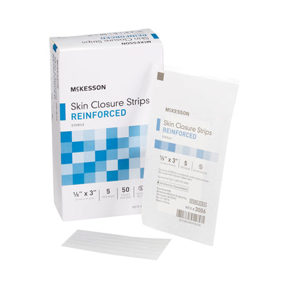 McKesson Skin Closure Strip 1/8 X 3 Inch Nonwoven Material Reinforced Strip White (876305_PK)