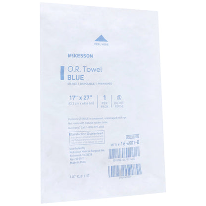 McKesson O.R. Towel 17 W X 27 L Inch Blue Sterile (277859_PK)