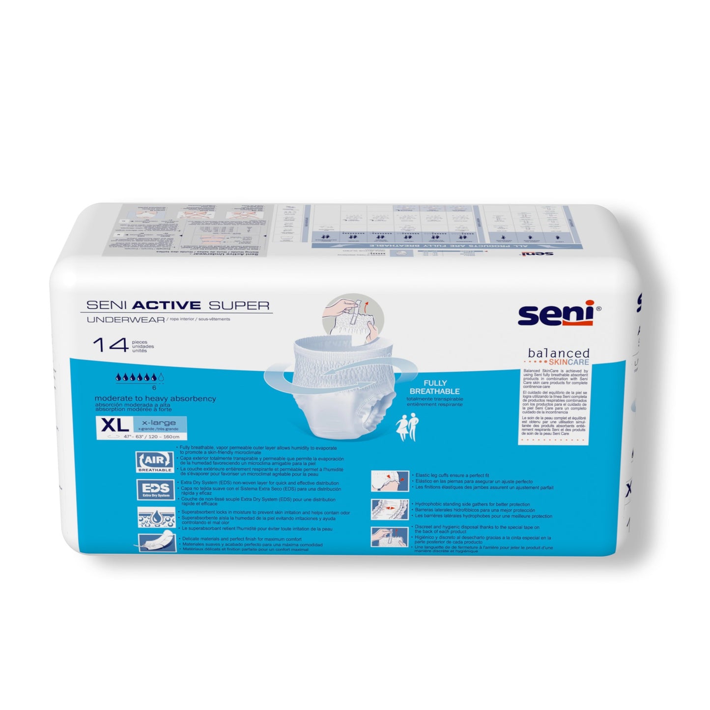 Seni® Active Super Unisex Adult Absorbent Underwear Pull On with Tear Away Seams X-Large Disposable Moderate Absorbency (1163845_CS)