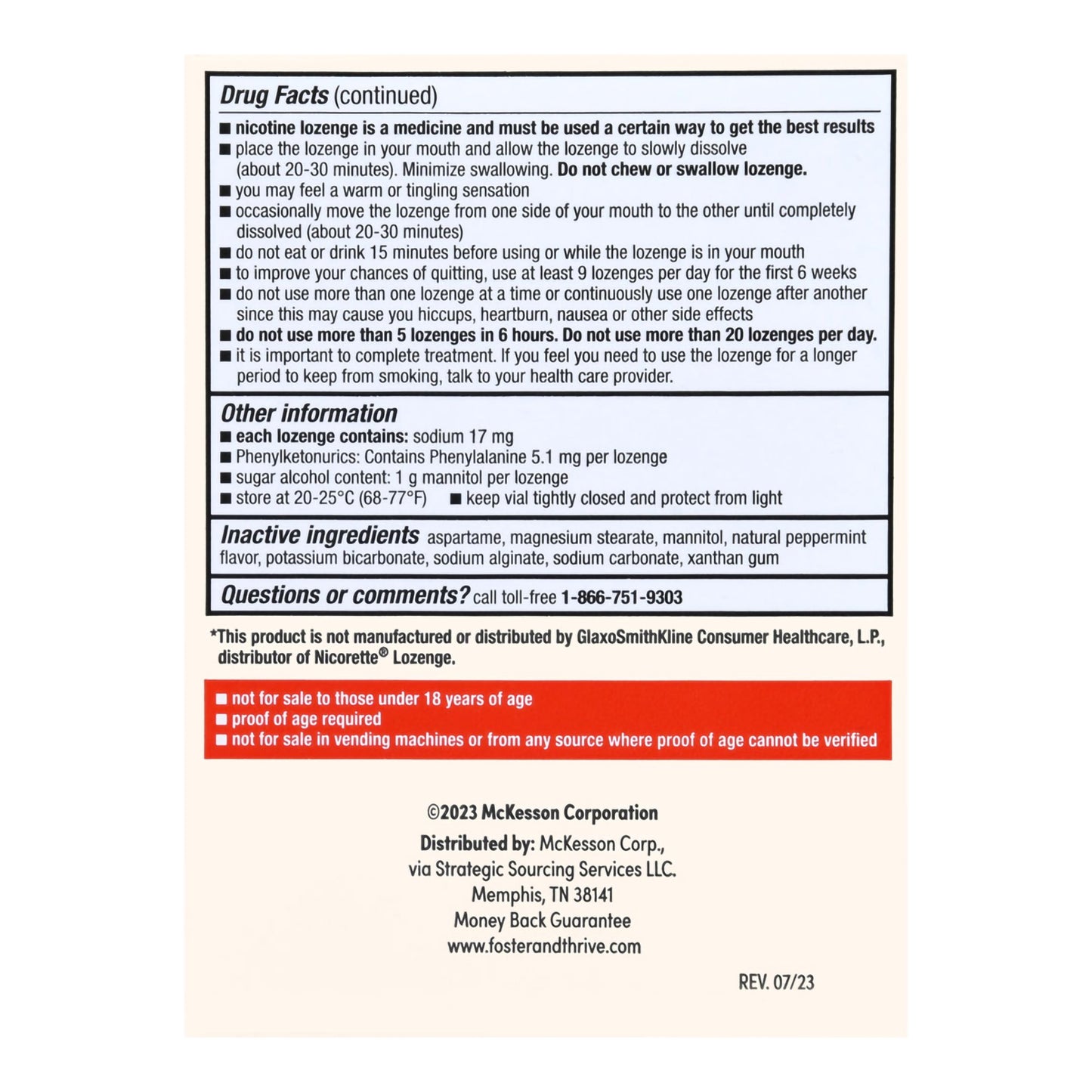 Foster & Thrive™ Stop Smoking Aid 4 mg Strength Lozenge (1238980_PK)