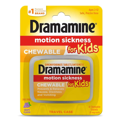 Dramamine® Motion Sickness Relief Nausea Relief 25 mg Strength Chewable Tablet 8 per Box (1218937_BX)