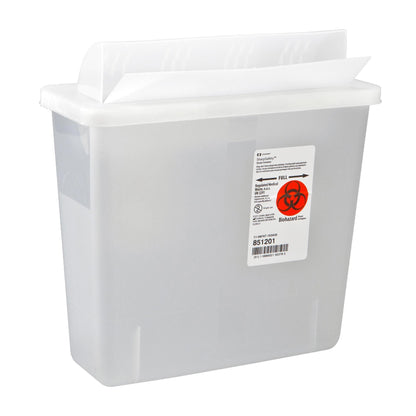 In-Room™ Sharps Container Translucent Base 11 H X 10-3/4 W X 4-3/4 D Inch Horizontal Entry 1.25 Gallon (170410_EA)