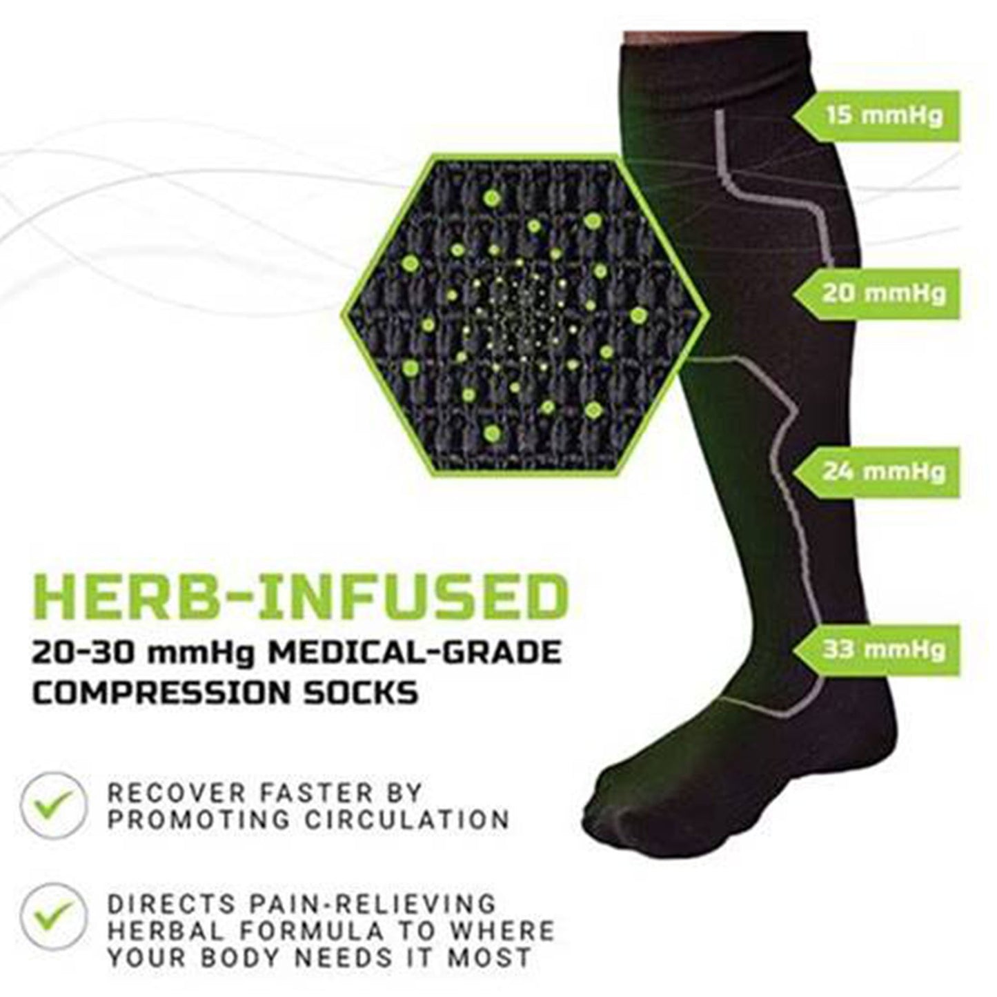 Green Drop™ Compression Socks Knee High Small / Medium Black Closed Toe (1230640_PR)