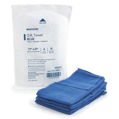 McKesson O.R. Towel 17 W X 27 L Inch Blue Sterile (277861_CS)