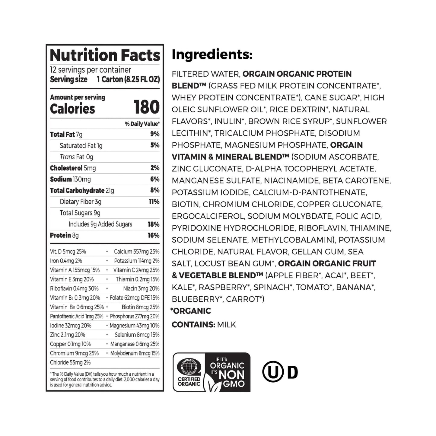Orgain® Kids Protein™ Organic Nutritional Shake Pediatric Oral Supplement Vanilla Flavor 8.25 oz. Carton Liquid Organic (1104610_EA)