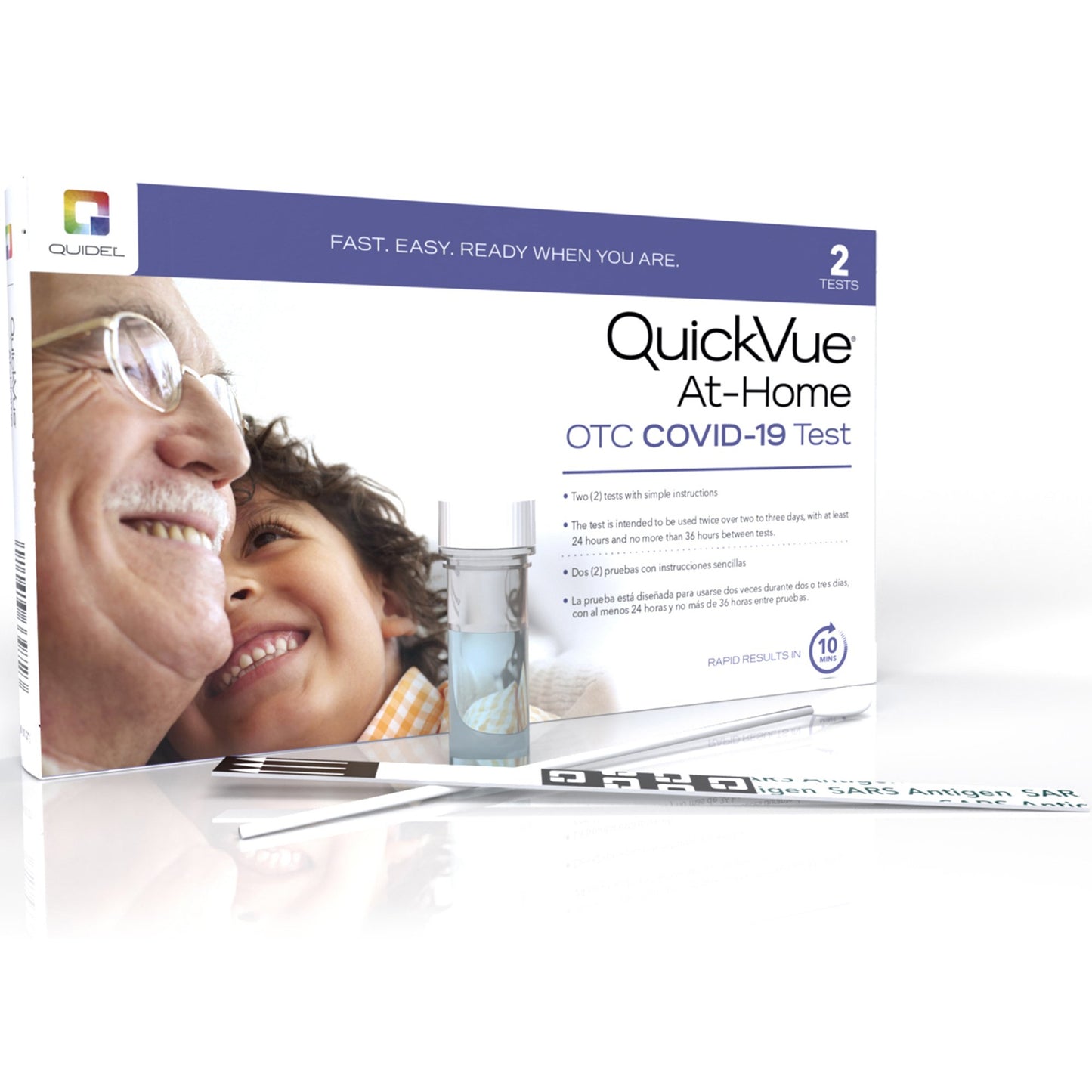 QuickVue® Respiratory Test Kit At-Home OTC COVID-19 Test 2 Tests CLIA Waived (1190065_BX)