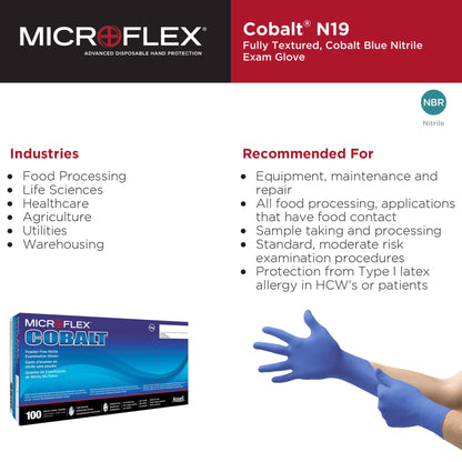 MICROFLEX® Cobalt® Exam Glove X-Large NonSterile Nitrile Standard Cuff Length Fully Textured Blue Not Rated (949837_CS)
