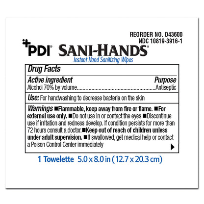 Sani-Hands® Hand Sanitizing Wipe 100 Count Ethyl Alcohol Wipe Individual Packet (642392_BX)