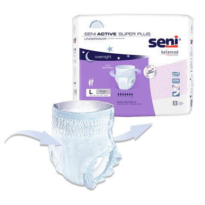Seni® Active Super Plus Unisex Adult Absorbent Underwear Pull On with Tear Away Seams Large Disposable Heavy Absorbency (1163817_PK)