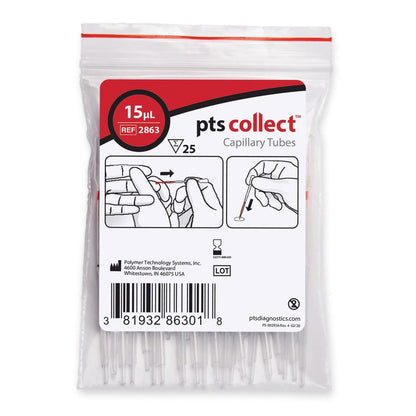 PTS Diagnostics Capillary Blood Collection Tube Plain 15 µL Without Closure Glass Tube (957810_BG)