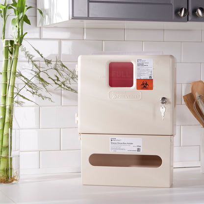 McKesson Prevent® Sharps Container Cabinet / Wall Enclosure with Glove Box Polypropylene Wall Mount Locking (855131_EA)