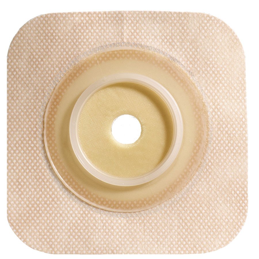 Sur-Fit Natura® Ostomy Barrier Trim to Fit, Standard Wear Stomahesive® Without Tape 100 mm Flange Sur-Fit® Natura® System Hydrocolloid 2-5/8 to 3-1/2 Inch Opening 6 X 6 Inch (365788_BX)