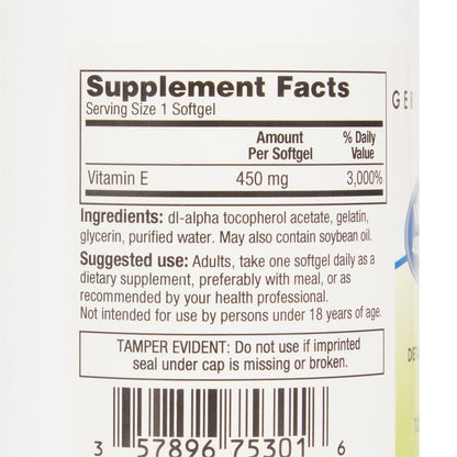 McKesson Brand Vitamin Supplement Vitamin E 1,000 IU Strength Softgel 100 per Bottle (689191_BT)