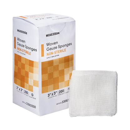 McKesson Gauze Sponge 3 X 3 Inch 8-Ply NonSterile 200 per Pack (446030_CS)
