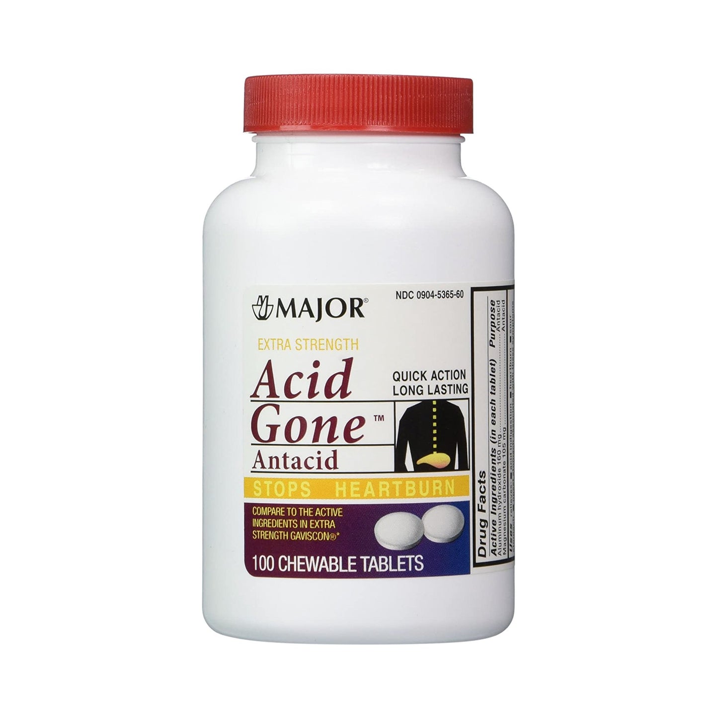 Acid Gone Antacid 160 mg - 105 mg Strength Chewable Tablet 100 per Bottle (814115_BT)