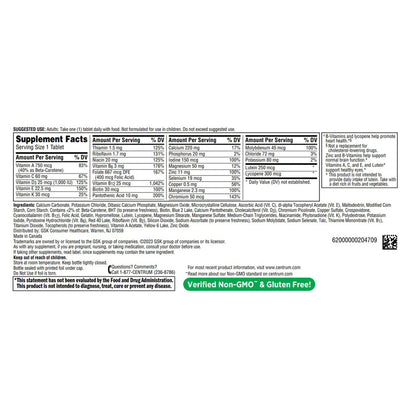 Centrum® Silver® Adults 50+ Multimineral / Multivitamin Supplement Vitamin A / C / D3 / E / K 750 mcg / 60 mg / 25 mcg / 22.5 mg / 30 mcg / 1.5 mg Strength Tablet 125 per Bottle (1230547_BT)