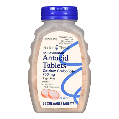 Foster & Thrive™ Antacid 750 mg - 300 mg Strength Chewable Tablet 80 per Bottle (1235082_BT)