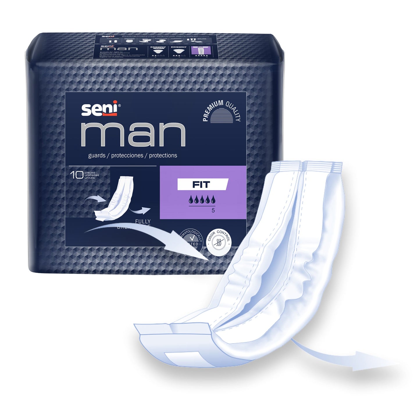 Seni® Man Fit Bladder Control Pad 3-1/2 X 15-7/10 Inch Moderate Absorbency Super Absorbent Core One Size Fits Most (1231331_PK)