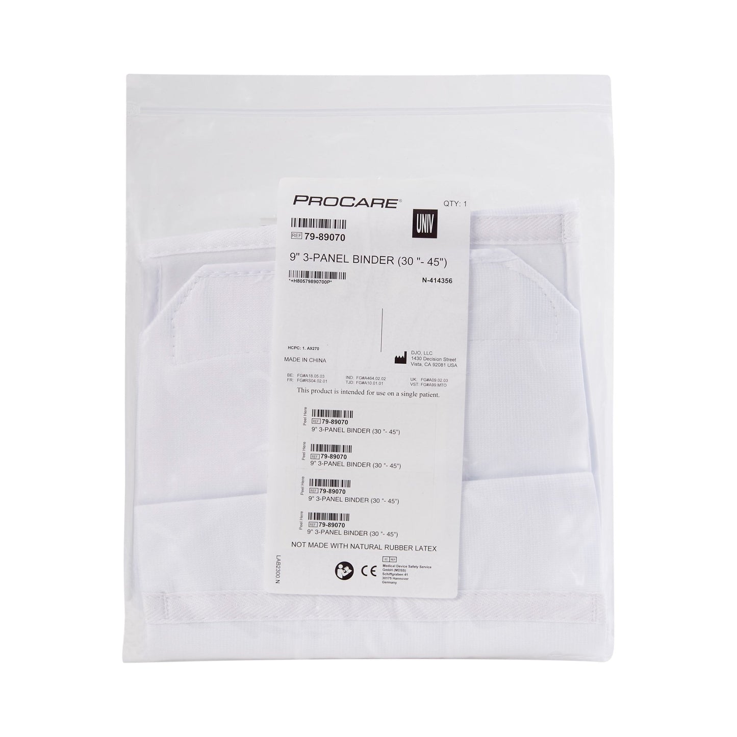 ProCare® Premium Abdominal Binder One Size Fits Most Hook and Loop Closure 30 to 45 Inch Waist Circumference 9 Inch Height Adult (302627_EA)