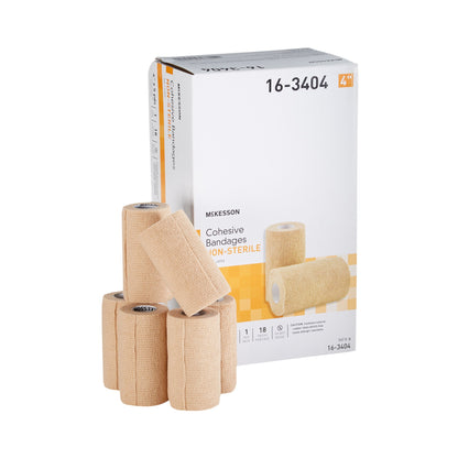 McKesson Cohesive Bandage 4 Inch X 5 Yard Self-adherent Closure Tan NonSterile Standard Compression (464154_CS)