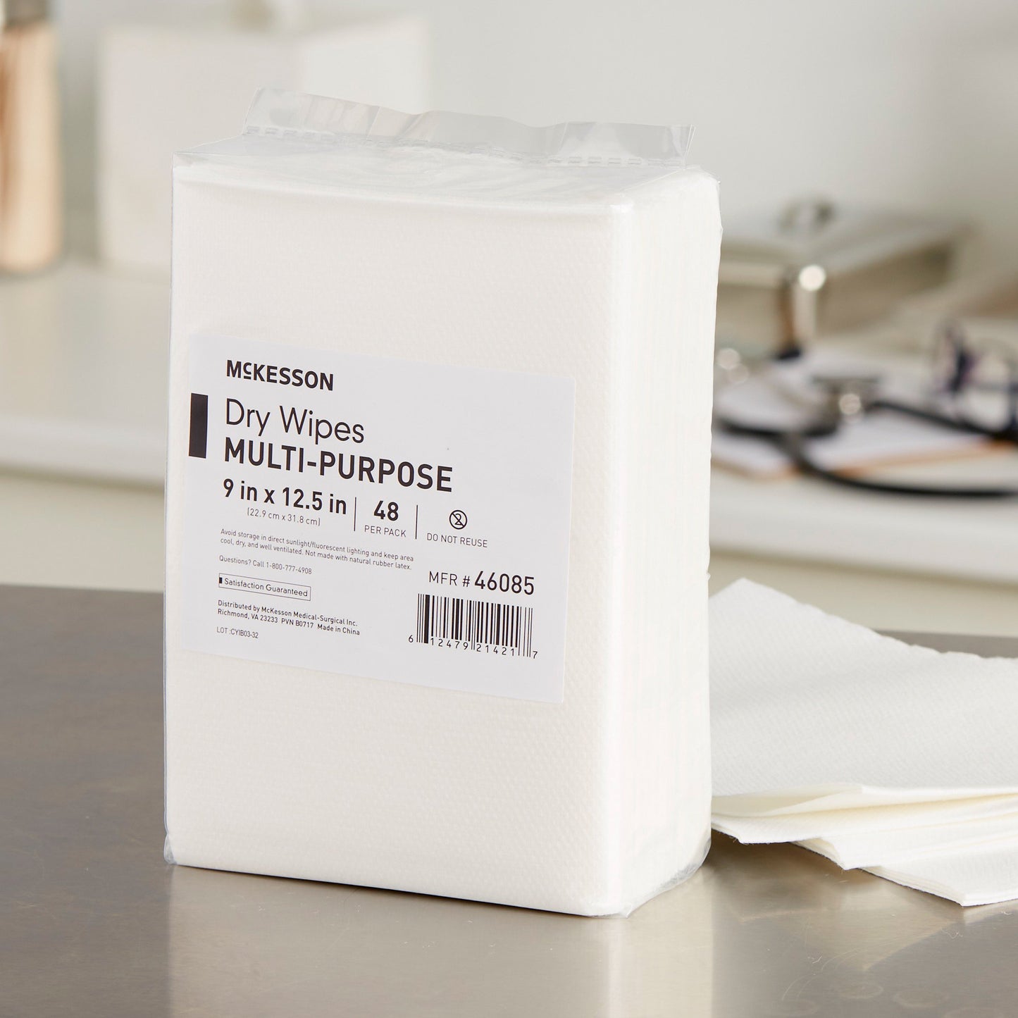 McKesson Task Wipe Medium Duty 48 Count Poly Pack 9 X 12-1/2 Inch NonSterile Disposable (864655_CS)