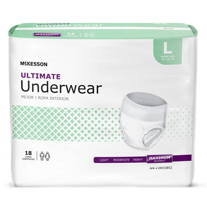 McKesson Unisex Adult Absorbent Underwear Pull On with Tear Away Seams Large Disposable Heavy Absorbency (1123836_CS)