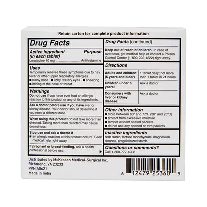 McKesson Allergy Relief 10 mg Strength Tablet 1 per Packet (1111728_BX)