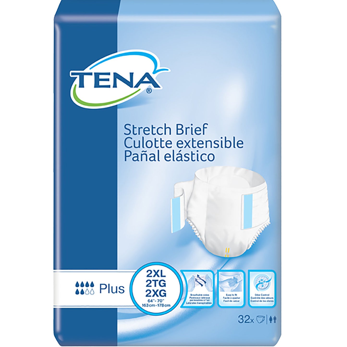 TENA® Stretch™ Plus Unisex Adult Incontinence Brief 2X-Large Disposable Moderate Absorbency (959407_PK)