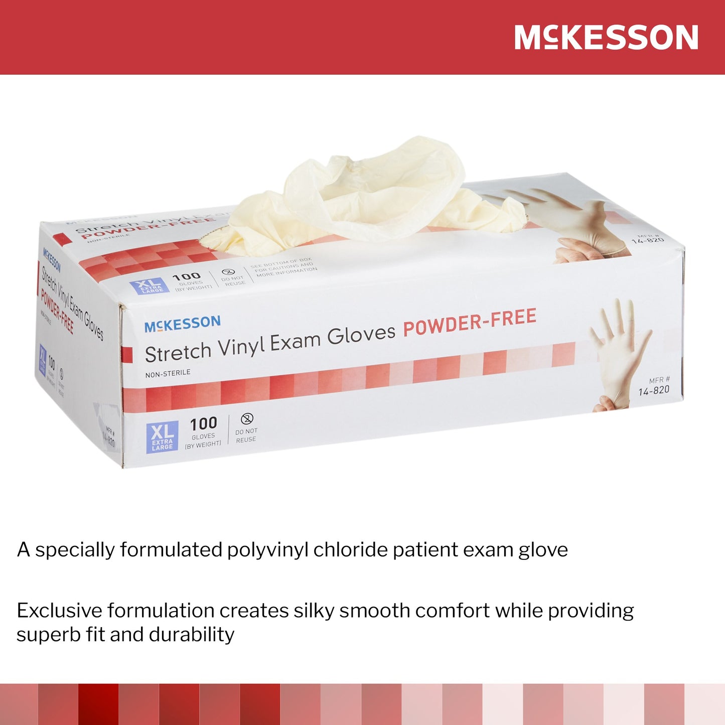 McKesson Exam Glove X-Large NonSterile Stretch Vinyl Standard Cuff Length Smooth Ivory Not Rated (409745_CS)