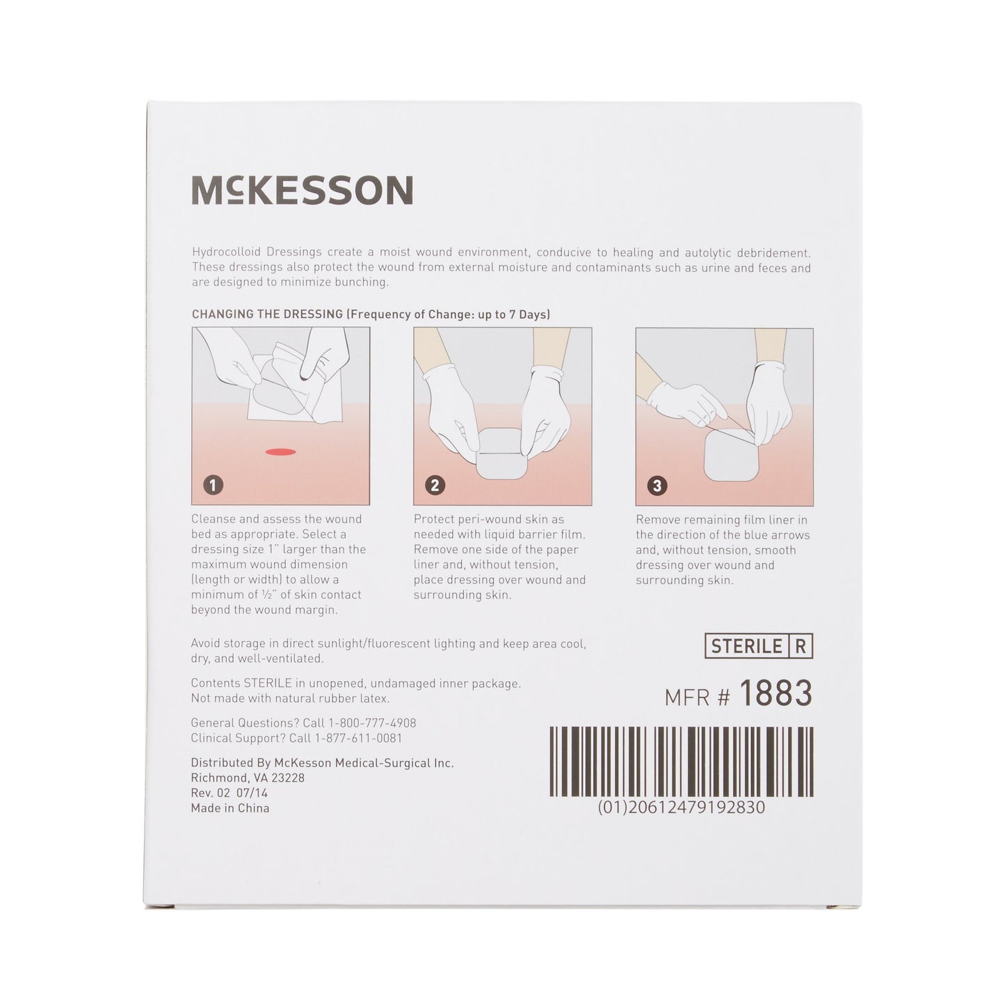 McKesson Thin Hydrocolloid Dressing Film Backing 4 X 4 Inch Square Hydrocolloid / Film (882982_BX)