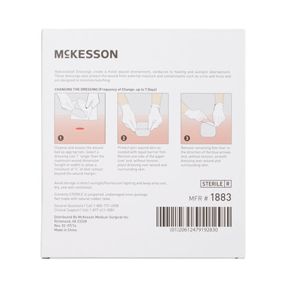 McKesson Thin Hydrocolloid Dressing Film Backing 4 X 4 Inch Square Hydrocolloid / Film (882982_BX)