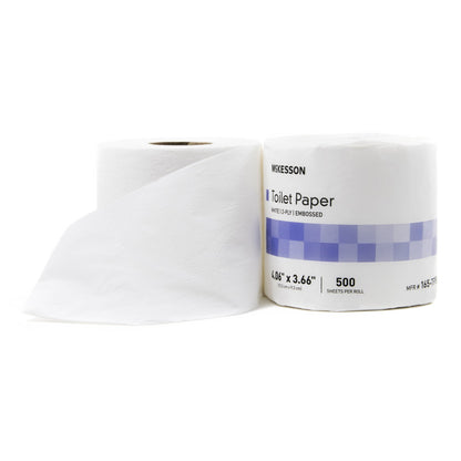 McKesson Toilet Tissue White 2-Ply Standard Size Cored Roll 500 Sheets 3-3/5 X 4 Inch (1045390_CS)