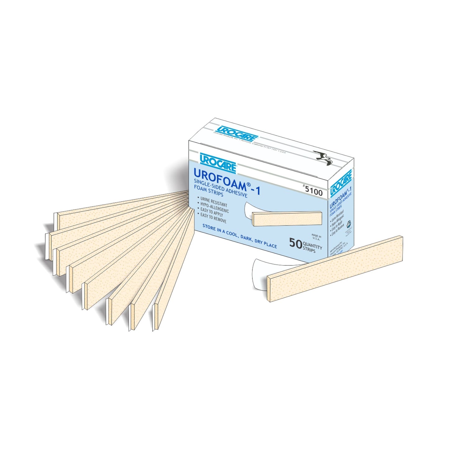Urofoam® Adhesive Foam Strips 1 Sided, NonSterile, 0.09 X 1 X 5.75 Inch (668137_BX)