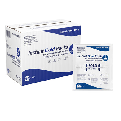 Dynarex® Instant Cold Pack General Purpose One Size Fits Most 4 X 5 Inch Plastic / Calcium Ammonium Nitrate / Water Disposable (876698_CS)