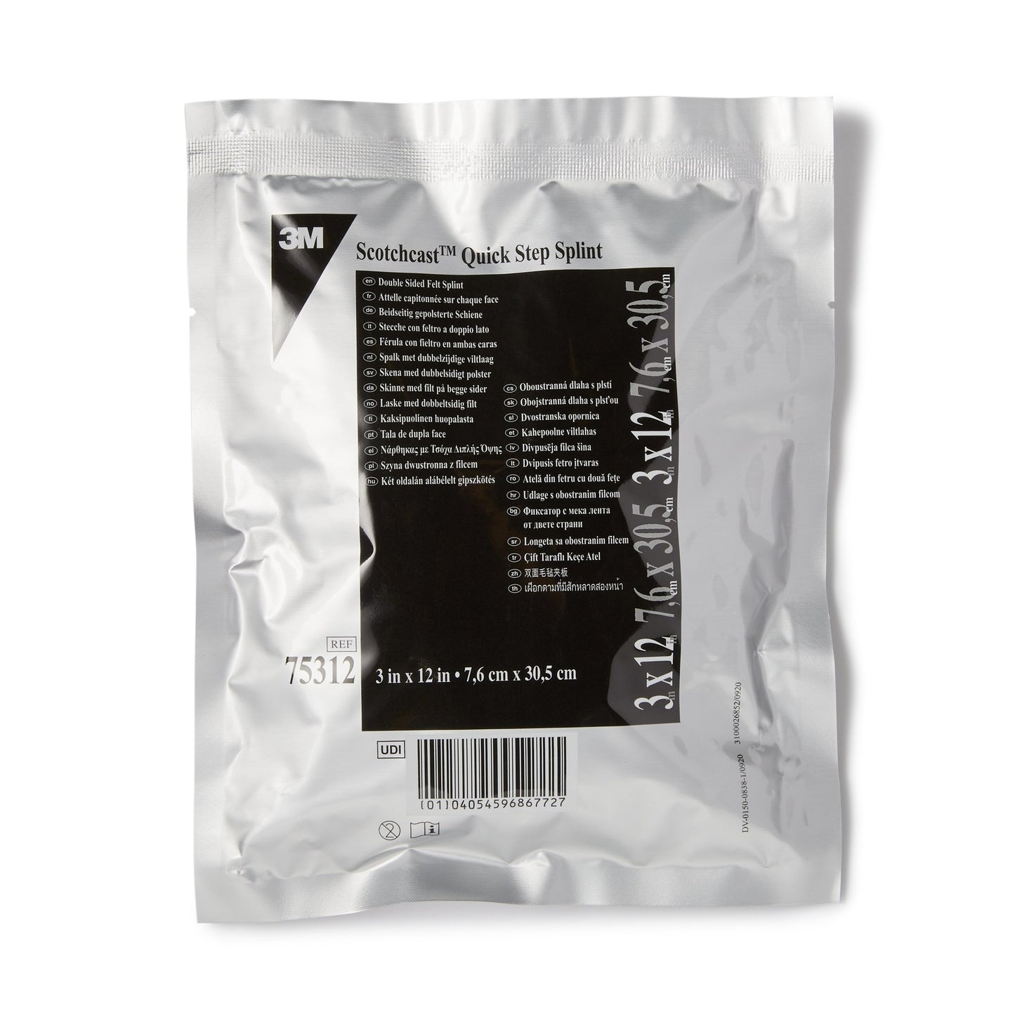 3M™ Scotchcast™ Quick Step Double Sided Felt Padded Precut Splint 3 X 12 Inch Felt / Fiberglass White (1193018_CS)