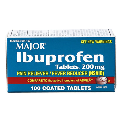 Major Pharmaceuticals Pain Relief 200 mg Strength Ibuprofen Tablet 100 per Bottle (1154326_BT)