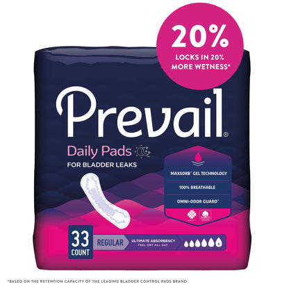 Prevail® Daily Pads Bladder Control Pad 16 Inch Length Heavy Absorbency Polymer Core One Size Fits Most (810357_PK)