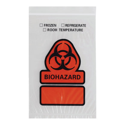 ASP Global LLC Specimen Transport Bag with Document Pouch 6 X 9 Inch Zip Closure Biohazard Symbol / Storage Instructions NonSterile (1038675_CS)