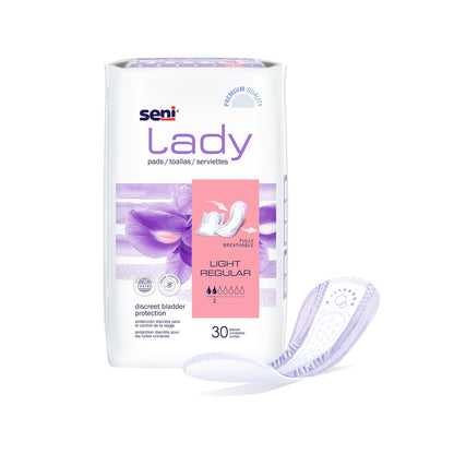Seni® Lady Light Bladder Control Pad 8.9 Inch Length Light Absorbency Super Absorbent Core One Size Fits Most (1222534_PK)