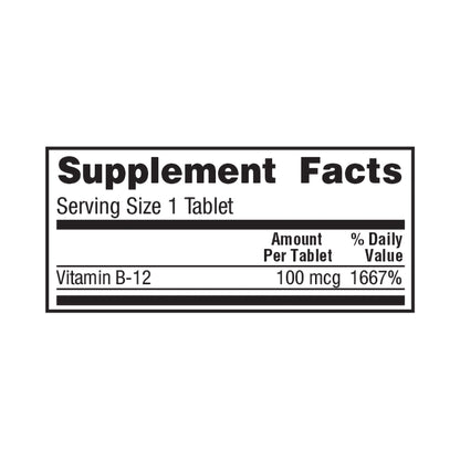 Geri-Care® Vitamin Supplement Vitamin B12 100 mcg Strength Tablet 100 per Bottle (775733_CS)