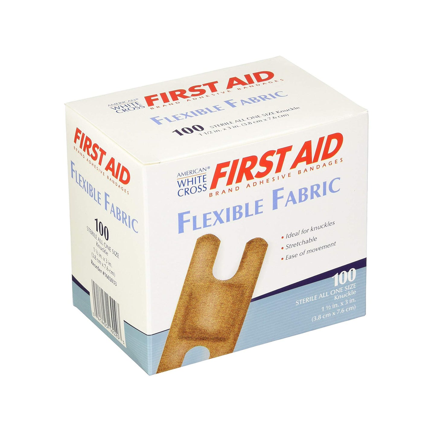 American® White Cross Adhesive Strip 1-1/2 X 3 Inch Fabric Knuckle Tan Sterile (161545_BX)