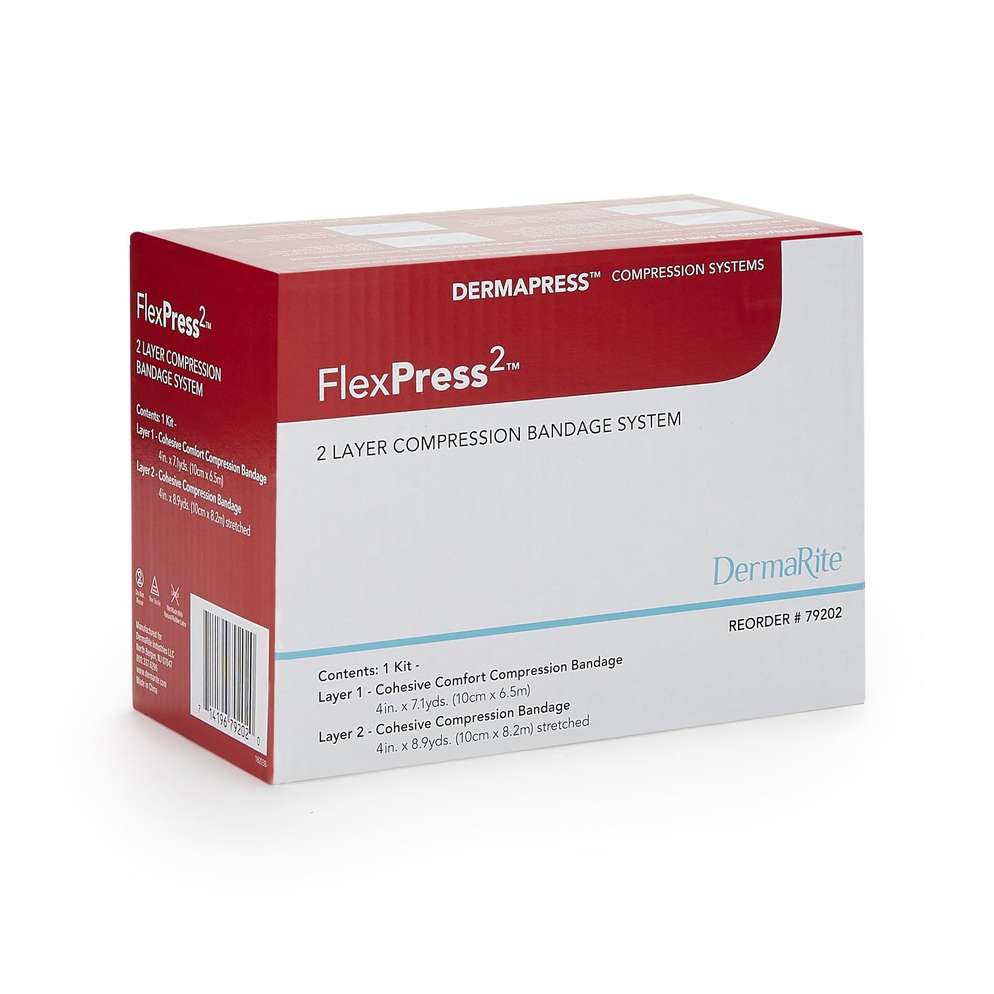 FlexPress2™ 2 Layer Compression Bandage System 4 Inch X 7-1/10 Yard / 4 Inch X 8-9/10 Yard Self-Adherent Closure Tan / White NonSterile Standard Compression (1178931_EA)