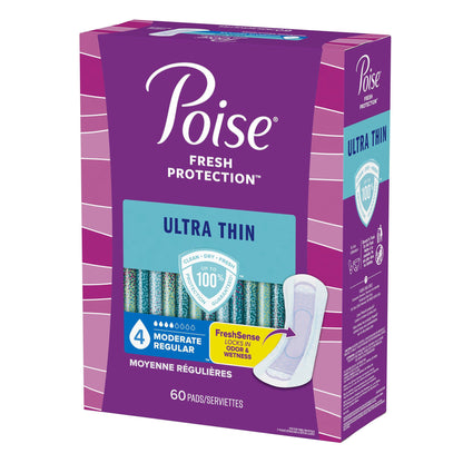 Poise® Fresh Protection™ Ultra Thin Bladder Control Pad 9.4 Inch Length Moderate Absorbency Sodium Polyacrylate Core One Size Fits Most (1160323_CS)