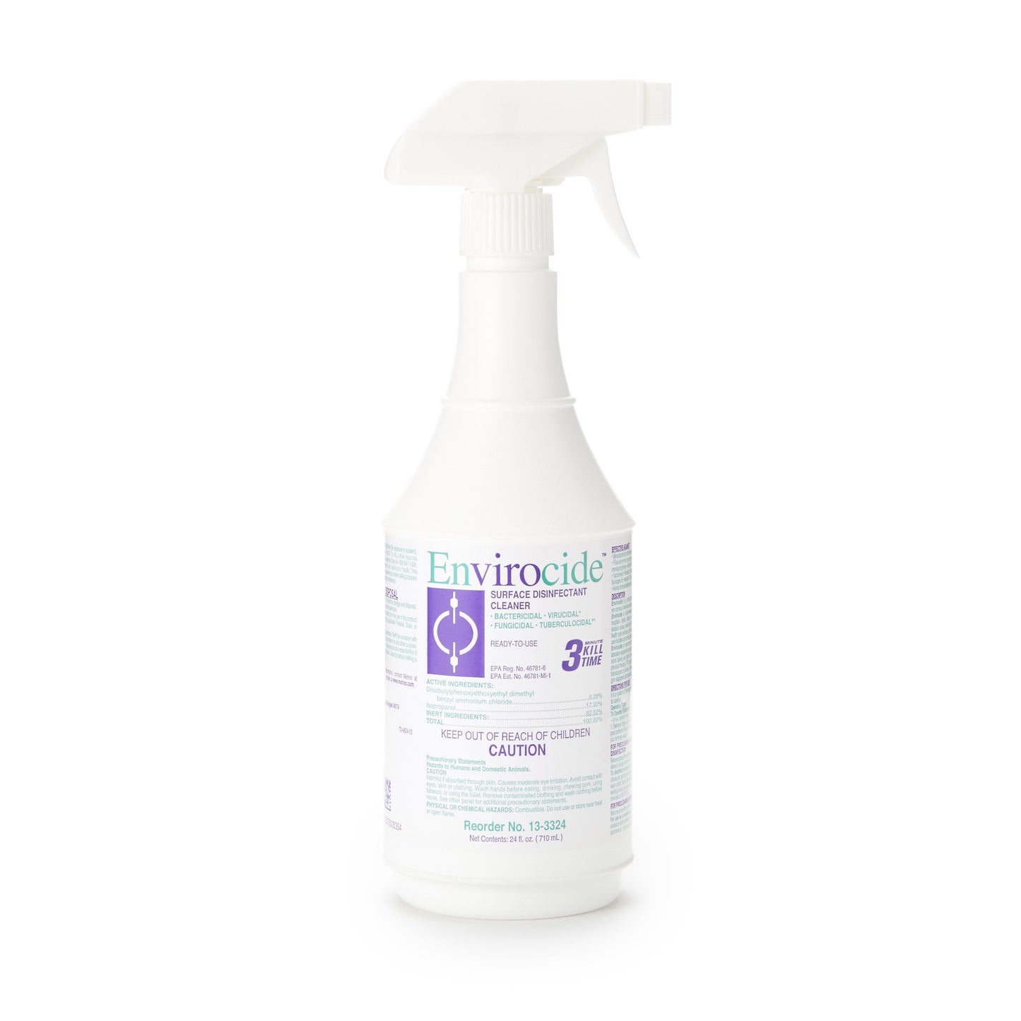 Envirocide® Surface Disinfectant Cleaner Broad Spectrum Trigger Spray Liquid 24 oz. Bottle Alcohol Scent NonSterile (379425_CS)