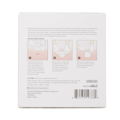 McKesson Foam Dressing 4 X 4 Inch With Border Film Backing Silicone Gel Adhesive Square Sterile (886432_CS)